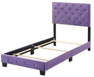 English Elm Charming Velvet Twin Bed with Hidden Storage Drawers, Casual Solid Frame, Easy Assembly Comfort Purple 24.6 L x 44 W x 5.5 H B078108007