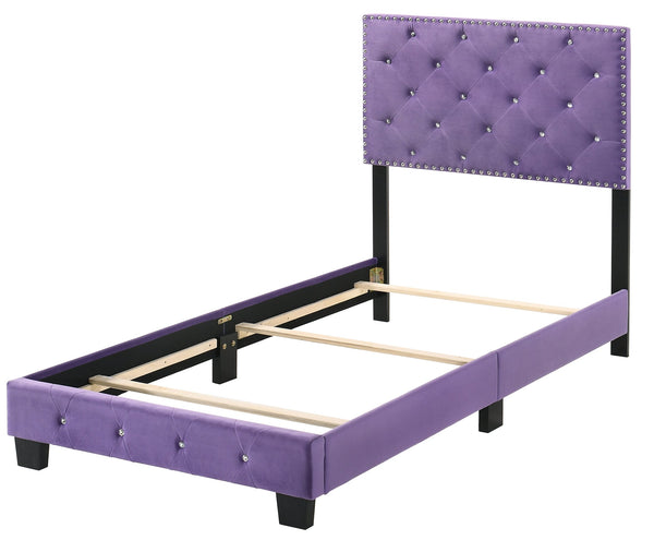 English Elm Charming Velvet Twin Bed with Hidden Storage Drawers, Casual Solid Frame, Easy Assembly Comfort Purple 24.6 L x 44 W x 5.5 H B078108007