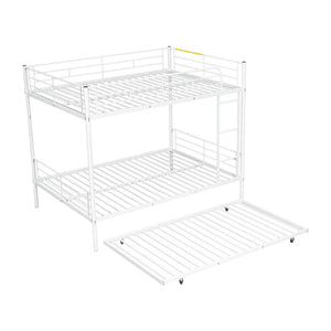 English Elm Full Over Iron Bunk Bed with Pull Out Trundle Three Sleeper Kids Guest Room LT000249AAK