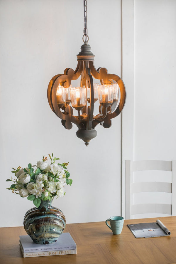 English Elm 3 Light Whitewash Fir Wood Drum Chandelier Iron Accents Farmhouse Foyer Dining W2078137920