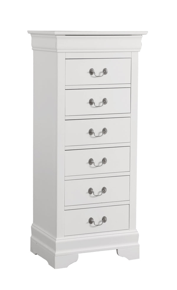 English Elm Louis Elegant Curved-Molding Chest with Carved Base, Dovetail Drawers for Smooth, Space-Saving Storage White 53 L x 24 W x 19 H B078118391