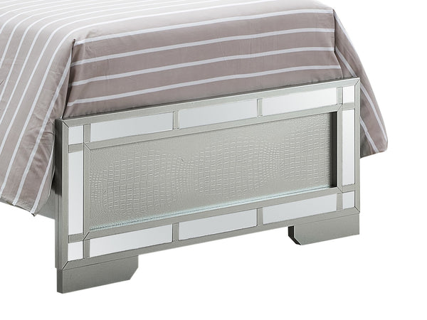 English Elm Madison Twin Bed in Silver Champagne Finish, Glam Chic Headboard 57"H x 41"W x 79"D Durable Design B078S00541