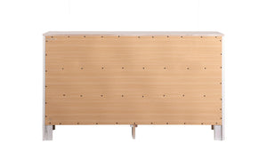 English Elm Elegant White Transitional Dresser - 58"W Bright White 5-Drawer Particle Board, No Assembly, Durable Finish B078118343