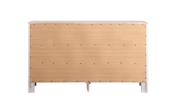 English Elm Elegant White Transitional Dresser - 58"W Bright White 5-Drawer Particle Board, No Assembly, Durable Finish B078118343