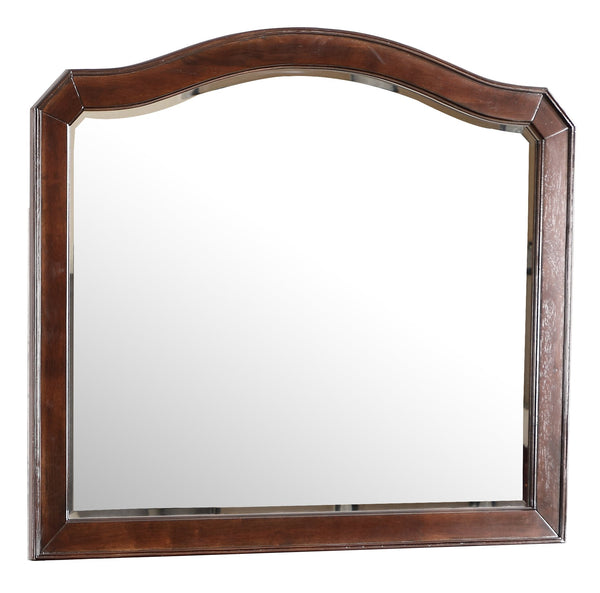 English Elm Triton Cappuccino Beveled Wall Mirror 36x42 with Nickel Hardware, Wood Veneer, Space-Saving Elegance B078118441