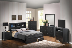 English Elm Versatile Full Storage Bed with Built-In Compartments, Chic Black Finish, Durable Particle Board Design B078S00257