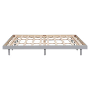 English Elm Modern Floating Queen Platform Bed Low Profile Grey Rubberwood Legs Sleek Minimalist Frame W697123295
