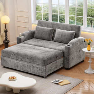 English Elm 101.2" Modular Chenille Sectional Sofa with Tufted Cushions and Deep Seating for Living Room Gray N719S001870E