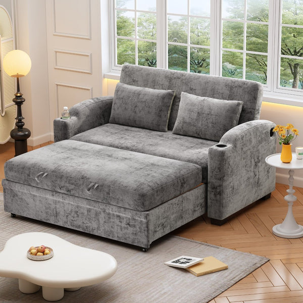 English Elm 101.2" Modular Chenille Sectional Sofa with Tufted Cushions and Deep Seating for Living Room Gray N719S001870E