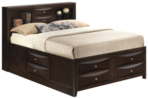 English Elm Marilla Modern Full Storage Bed with Dovetailed Drawers, Real Wood Veneer, Molded Beveled Fronts Cappuccino 15 L x 20 W x 27 H B078S00193