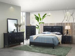 English Elm Stylish Queen Bed In Sleek Black Finish - Transitional Design For Modern Elegance & Durability B078S00154-GIGA