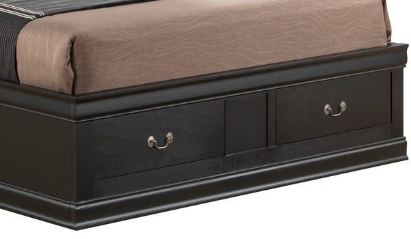 English Elm Traditional Queen Storage Bed with Elegant Finish, Timeless Design, Durable Construction, Built-In Organization Black 18 L x 27 W x 13 H B078S00342