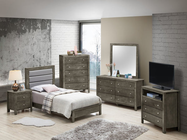 English Elm Stylish Gray Twin Bed - Versatile Design For Kids' Rooms, Guest Spaces, & Compact Living Areas B078S00240-GIGA