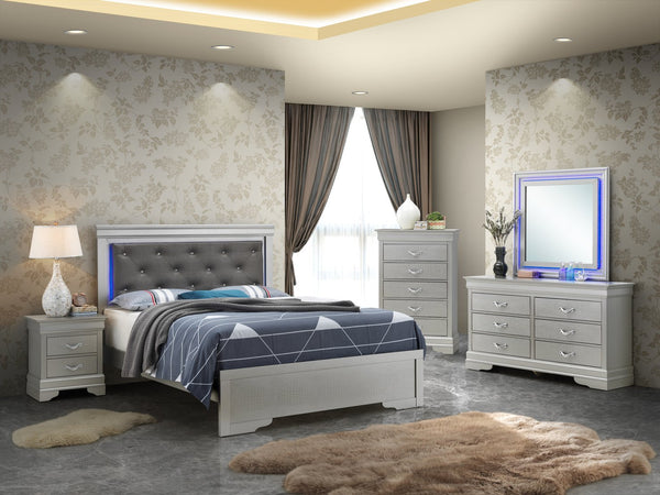 English Elm Elegant Transitional Full Bed In Silver Champagne - Stylish, Durable Design For Any Bedroom Décor B078S00444