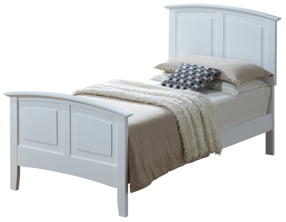 English Elm Versatile White Twin Bed with Bright Finish, 50"H x 43"W x 77"D, Easy Assembly, Stable Safety Design B078S00426