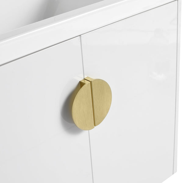English Elm 24 Inch Wall-Mounted Bathroom Vanity with Ceramic Sink, Soft-Close Two-Door Storage, Modern Scratch-Resistant Finish W999132141