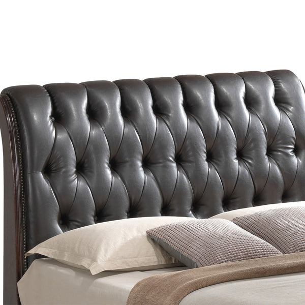 English Elm Lavita Queen Storage Bed In Cappuccino Finish - Elegant Sleigh Design With Faux Leather Headboard B078S00504