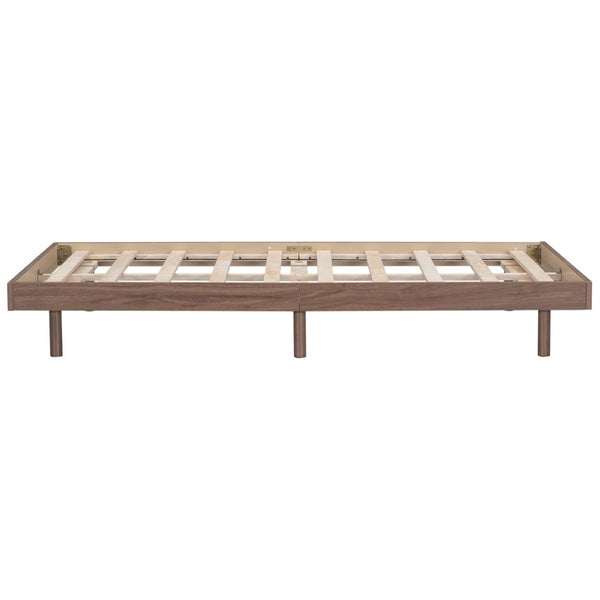 English Elm Modern Floating Twin Platform Bed Rubberwood Legs Low Profile Minimalist Frame Walnut W697123290