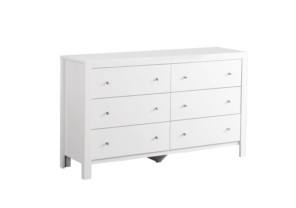 English Elm Elegant White Transitional Dresser - 58"W Bright White 5-Drawer Particle Board, No Assembly, Durable Finish B078118343