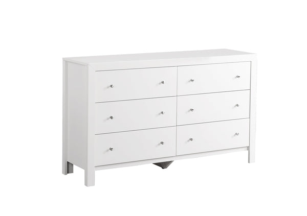 English Elm Elegant White Transitional Dresser - 58"W Bright White 5-Drawer Particle Board, No Assembly, Durable Finish B078118343