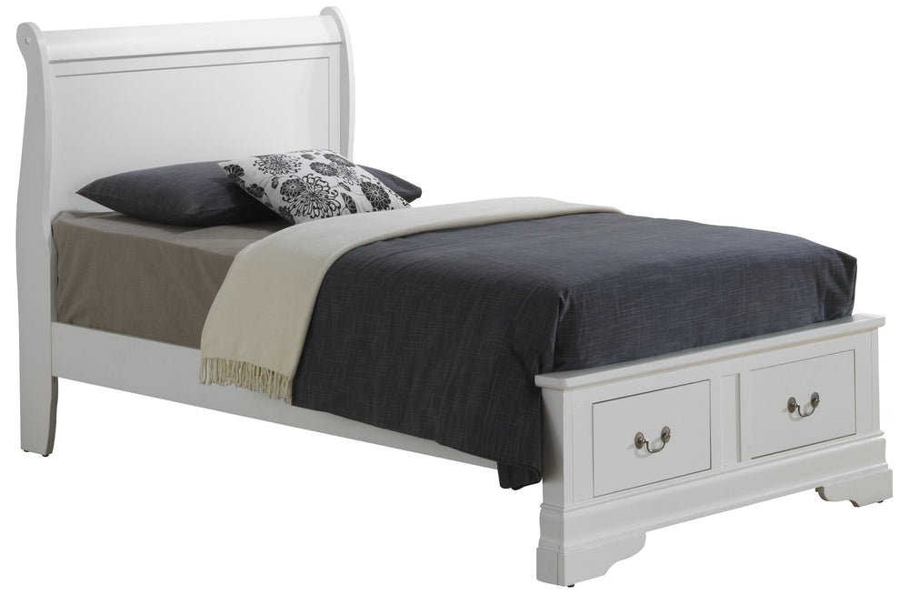 English Elm Classic Twin Storage Bed with Hidden Drawers in Elegant White – Durable Particleboard, Space-Saving Design B078S00381
