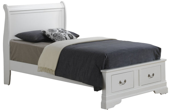 English Elm Classic Twin Storage Bed with Hidden Drawers in Elegant White – Durable Particleboard, Space-Saving Design B078S00381