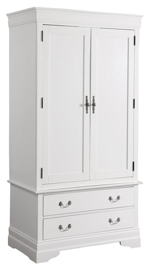English Elm Louis Louis Phillipe G3190-A Armoire White — Traditional Carved Mouldings, 2 Dovetail Drawers, Tarnish-Resistant Hardware B078S00535
