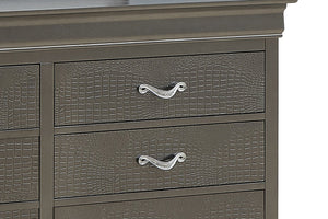 English Elm Sophisticated Metallic Black Storage Cabinet 33"H x 59"W x 16"D — Transitional Particleboard, No Assembly, Elegant Drawers B078118419