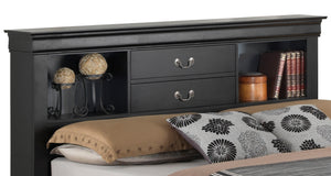 English Elm Traditional Queen Storage Bed with Elegant Finish, Timeless Design, Durable Construction, Built-In Organization Black 18 L x 27 W x 13 H B078S00342