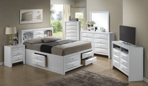 English Elm Contemporary Full Storage Bed with Built-In Drawers and Sturdy Particle Board Frame for Durability and Modern Style White 15 L x 20 W x 27 H B078S00209