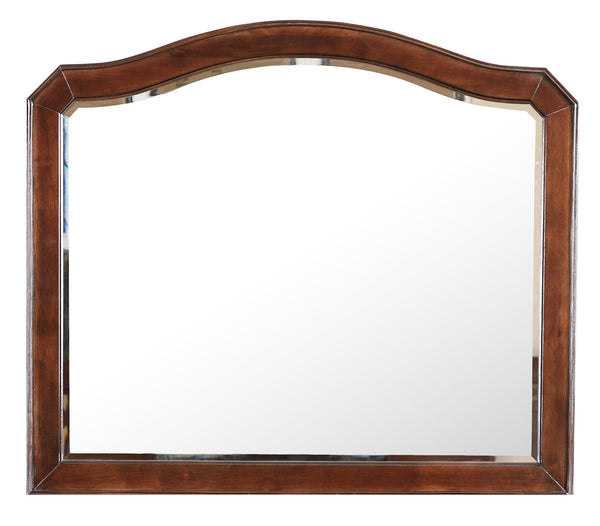 English Elm Triton Cappuccino Beveled Wall Mirror 36x42 with Nickel Hardware, Wood Veneer, Space-Saving Elegance B078118441