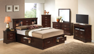 English Elm Louis Phillipe Full Storage Bed In Rich Cappuccino Finish – Elegant Design With Ample Organization Solutions B078S00318