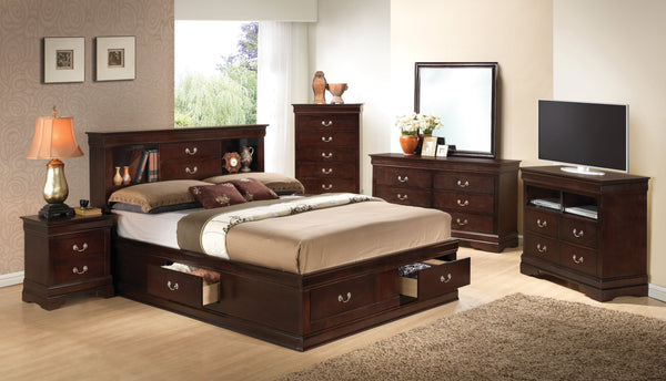 English Elm Louis Phillipe Full Storage Bed In Rich Cappuccino Finish – Elegant Design With Ample Organization Solutions B078S00318