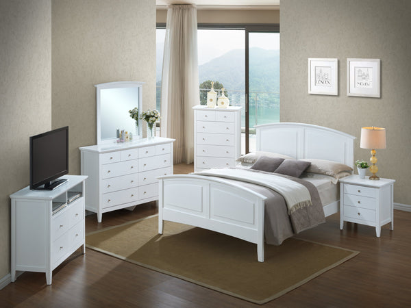English Elm Charming Queen Bed Frame with Crisp Finish, 50"H x 68"W x 83"D, Sturdy Particleboard Construction White 5 L x 86 W x 8 H B078S00425
