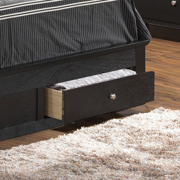 English Elm Versatile Full Storage Bed with Built-In Compartments, Chic Black Finish, Durable Particle Board Design B078S00257