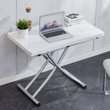 English Elm Modern Minimalist Multifunctional Lift Table With 0.8 Inch Mdf Desktop and Silver Metal Legs, Can Be Used As A Dressing Table, Coffee Table, Dining Table, and Office Table