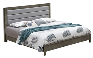 English Elm Sophisticated Gray King Bedframe with 48"H Headboard, Durable Particleboard, Transitional Style, Easy Assembly B078S00238
