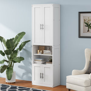 English Elm Full Murphy Bed with Side Cabinet, Desk Combo, USB Charging, Adjustable Shelves, 600lb Capacity, White BS7012008109C