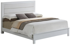 English Elm Chic White Transitional King Bed Frame – Sturdy Particle Board, 48"H x 80"W x 87"D, Bright Finish B078S00262