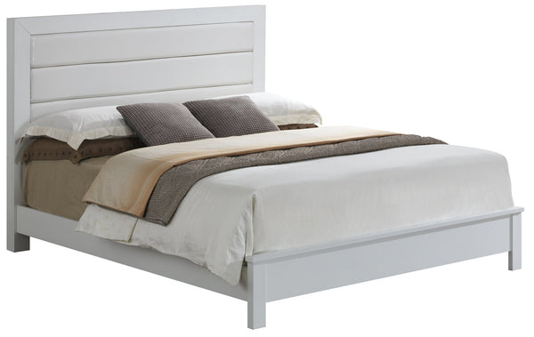 English Elm Chic White Transitional King Bed Frame – Sturdy Particle Board, 48"H x 80"W x 87"D, Bright Finish B078S00262