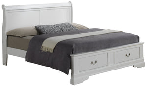 English Elm Elegant Traditional Storage Bed In White Finish – Timeless Design With Under-Bed Storage Solution B078S00380