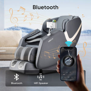 English Elm Bosscare Shiatsu Massage Recliner with Ai Voice Zero Gravity and Full Body Relief Gray W730138147