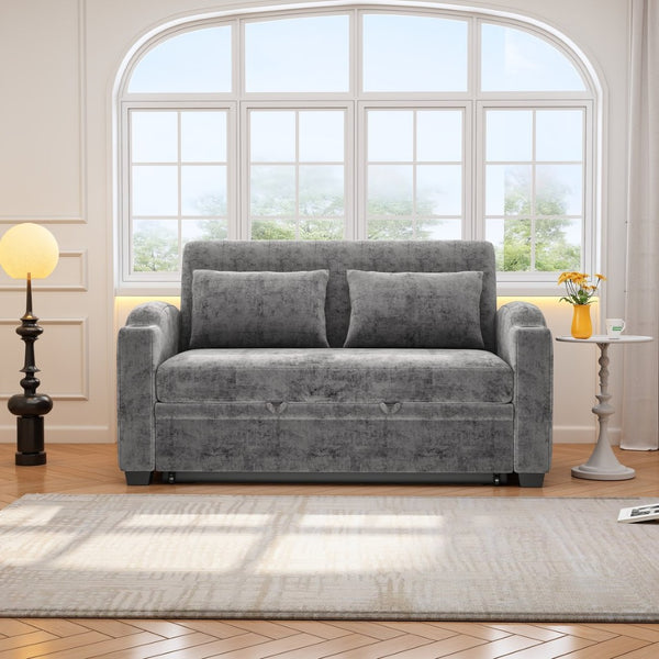 English Elm 101.2" Modular Chenille Sectional Sofa with Tufted Cushions and Deep Seating for Living Room Gray N719S001870E