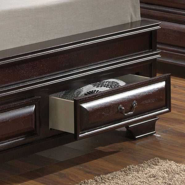 English Elm Lavita Queen Storage Bed In Cappuccino Finish - Elegant Sleigh Design With Faux Leather Headboard B078S00504