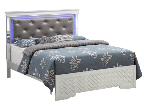 English Elm Elegant King Bed In Silver Champagne - Stylish Transitional Design With Ample Storage & Durability B078S00543
