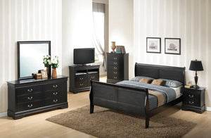English Elm Elegant Black Traditional Bed Frame - Timeless Design, Durable Construction & Effortless Assembly! B078S00338