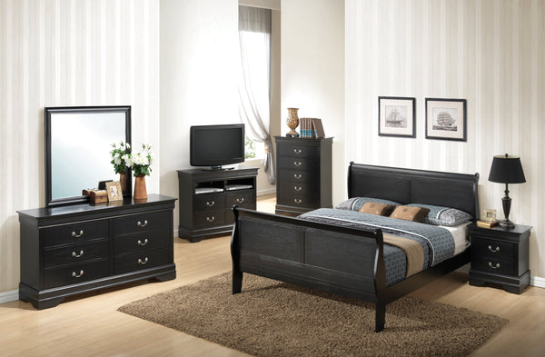 English Elm Elegant Black Traditional Bed Frame - Timeless Design, Durable Construction & Effortless Assembly! B078S00338