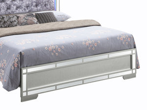 English Elm Elegantly Crushed Silver Velvet Glam King Bed with Croc-Texture Headboard, Modern Luxe Design B078S00539