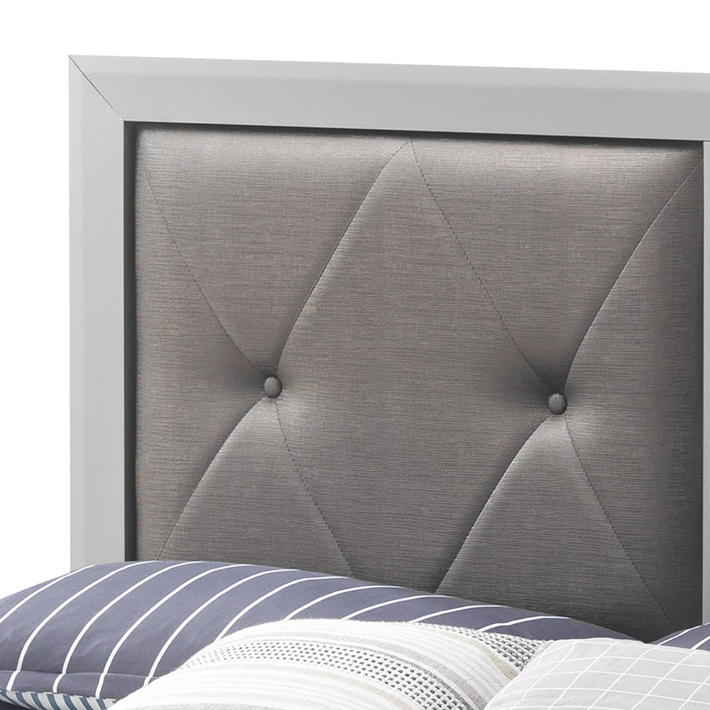 English Elm Transitional Queen Bed with Elegant Silver Champagne Finish, Durable MDF, Stylish 52"H x 64"W x 85"D B078S00150