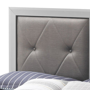 English Elm Transitional Queen Bed with Elegant Silver Champagne Finish, Durable MDF, Stylish 52"H x 64"W x 85"D B078S00150